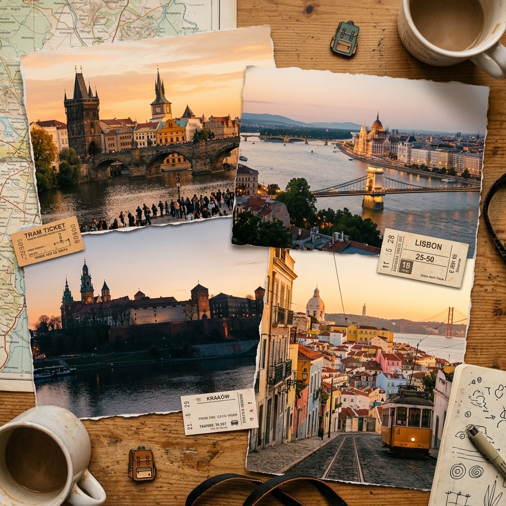 Vista panorámica de una ciudad europea con arquitectura histórica