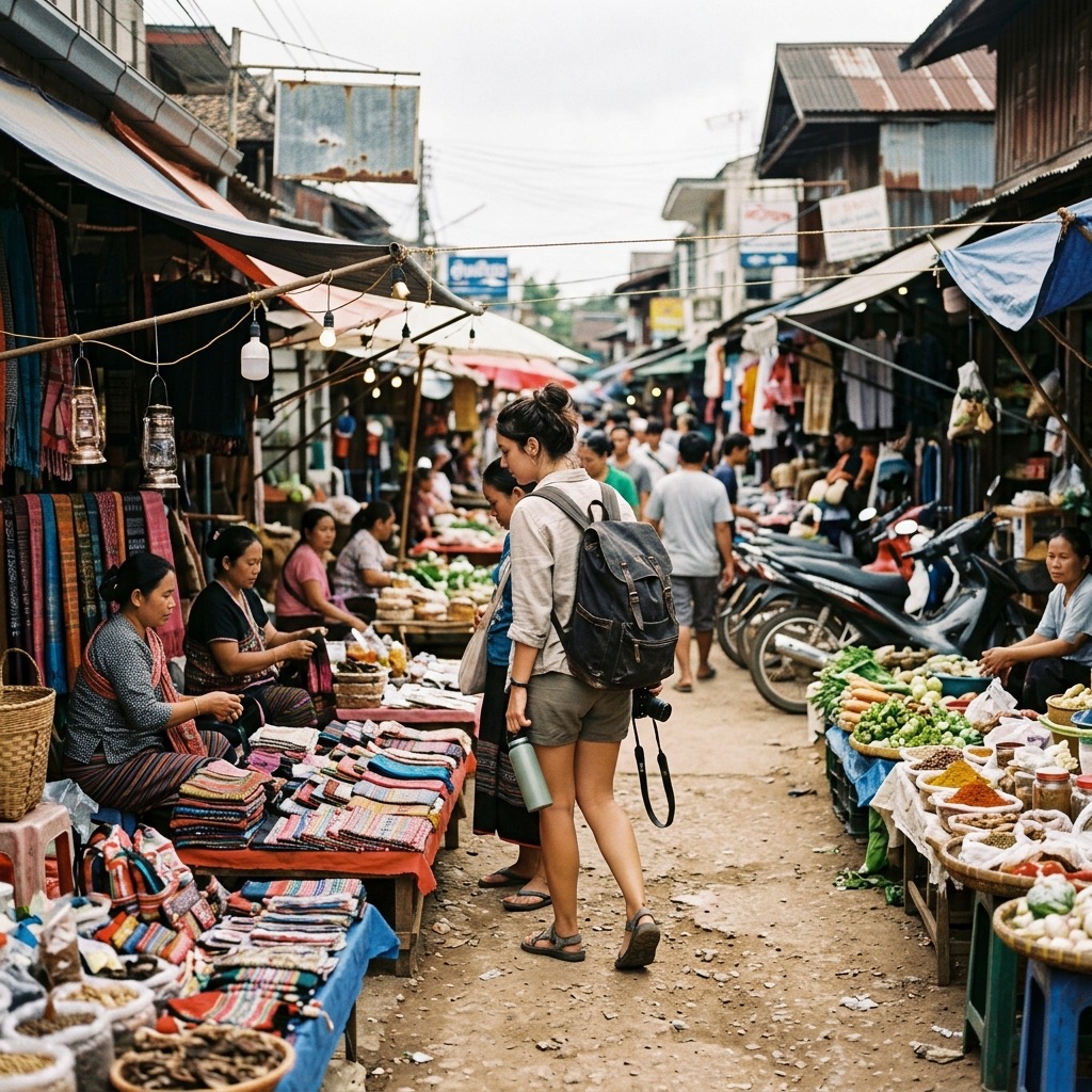 Mercado callejero en un destino barato del mundo